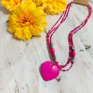 Multi Strand Boho Necklace in beautiful Pink Heart